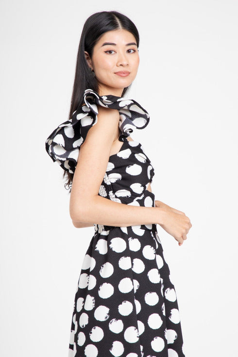 One Shoulder Dress – Black and White